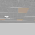 Modern White Grid Suspended Ceiling With Embedded Square Tiles And Vent Grilles 3d model