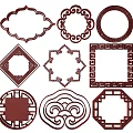 New Chinese Style Flower Lattice Window Carved Hollow Carved Window Corner Carved Gypsum Line Carved Window Pattern Carved 3d model