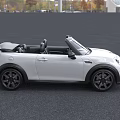 White MINI Convertible Car With Open Top Black Wheels And Front Design 3d model