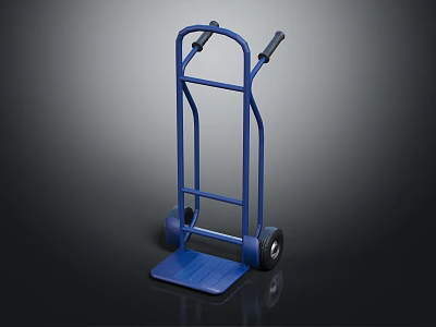Sturdy Blue Hand Truck With Platform Handles And Two Wheels 3d model