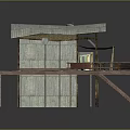 Rustic Wooden Stilt House With Elevated Deck Green Roof Windows And Staircase