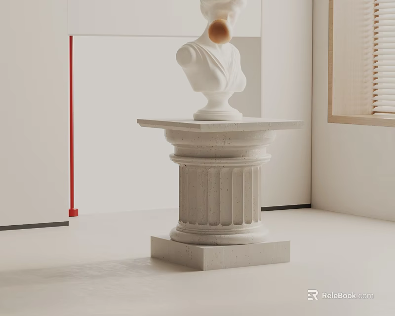 Minimalist Pedestal Side Table With White Sculpture In Modern Interior 3d model 