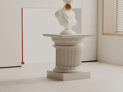 Minimalist Pedestal Side Table With White Sculpture In Modern Interior 3d model
