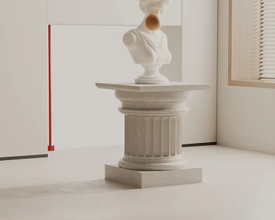 Minimalist Pedestal Side Table With White Sculpture In Modern Interior 3d model