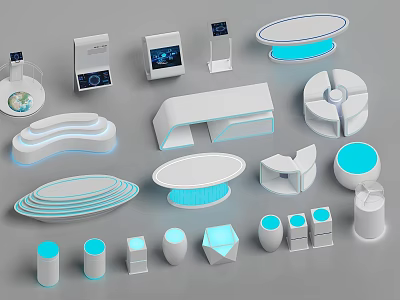 Modern Business Booth Display Stand Display Cabinet Technology Booth 3d model