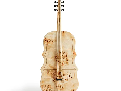 Unique Violin Shaped Decorative Cabinet With Natural Burled Wood Texture For Artistic Home Interior Decoration 3d model
