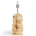 Unique Violin Shaped Decorative Cabinet With Natural Burled Wood Texture For Artistic Home Interior Decoration