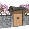 New Chinese Style Gate Patio Door 3d model