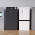 Modern Design Refrigerators in Silver Black White Colors with Double Door Styles 3d model