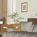 Modern double sofa coffee table combination 3d model