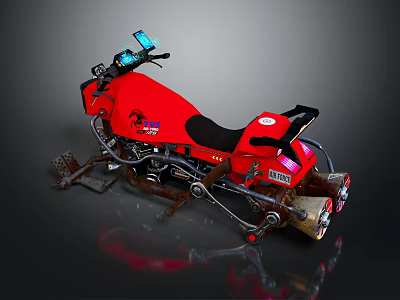 Red Snowmobile With Black Seat Digital Dashboard And Track System For Winter Riding 3d model