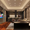 Modern KTV Lounge With Comfortable Seating Large Screen And Sound System