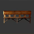 Sturdy Brown Wooden Outdoor Bench With Slatted Back Classic Design For Garden Use