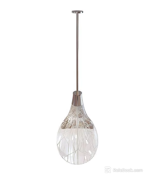 Contemporary Modern Pendent Light With Wireframe Structure And Metallic Frame Design 3d model
