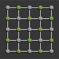 3D Molecular Structure Model Of Organ And Hair With White Green Spheres And Cube