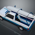 SUZUKI Pickup Truck In White And Blue With White Kayak On Truck Bed