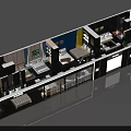 Modern Furniture Showroom With Multiple Display Areas Featuring Bed Sofa And Cabinet Setups