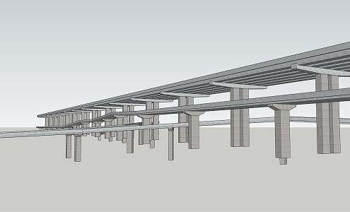 Modern Bridge Elevated Road Bridge Lane 3d model