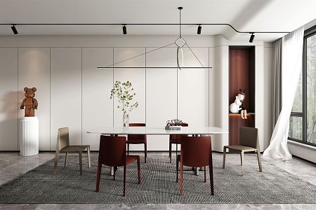 modern dining table and chair 3d model