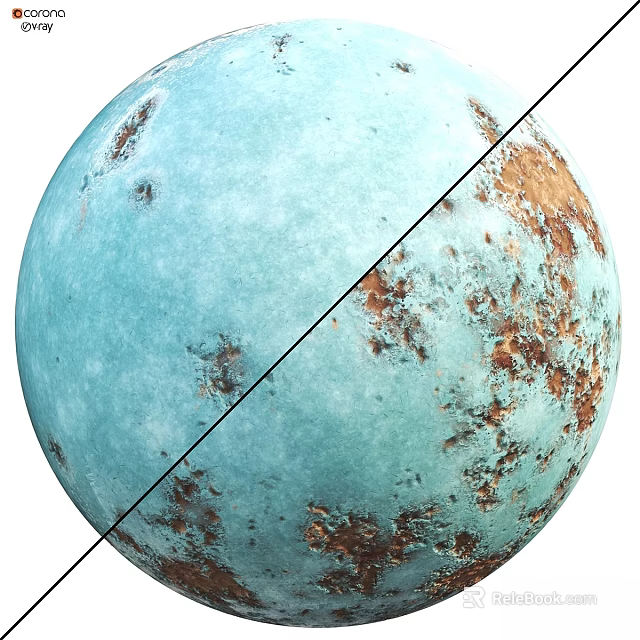 Blue Spherical Component With Brown Spotted Surface And Central Diagonal Line 3d model 