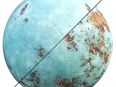 Blue Spherical Component With Brown Spotted Surface And Central Diagonal Line 3d model