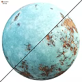 Blue Spherical Component With Brown Spotted Surface And Central Diagonal Line 3d model