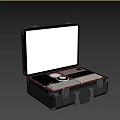 Portable Computer Workstation With Hard Case And Display Screen Showing Room