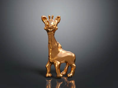 Game Movie Character Golden Giraffe Statue With Shiny Surface And Dark Background 3d model