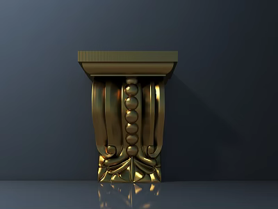 Golden Carved Decorative Column With Intricate Patterns And Metallic Finish 3d model