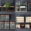 Commercial Equipment for Restaurants with Digital Menu Boards Wooden Display Shelves and Green Plants