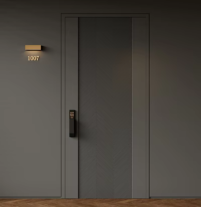 Modern Security Door Design With Electronic Lock And Number Plate 3d model