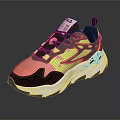 Colorful Chunky Sneakers With Pink Yellow Blue Mesh Upper And Thick White Sole