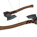 Traditional Battle Axes With Wooden Handles And Leather Straps Design