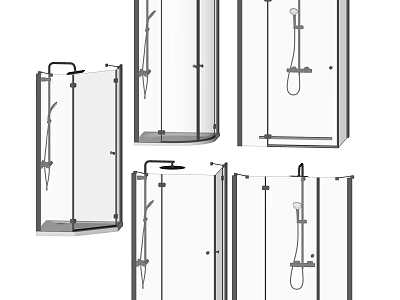 Shower Sauna Enclosure Design With Various Glass Door Styles And Fixtures 3d model
