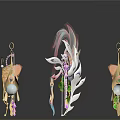 Shiny Colorful Decorative Accessories With Feather Flower And Gold Pendant