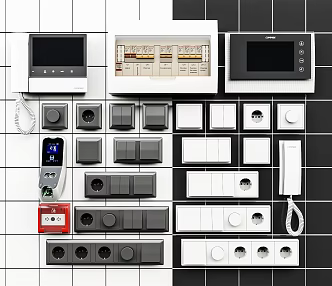 Modern switch socket combination 3d model