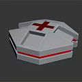 White Medical Equipment With Red Cross And Modern Layered Reflective Structure