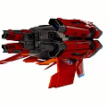 Red Sci Fi Spaceship With Multiple Engines And Aerodynamic Wings Design