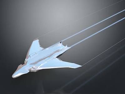 Modern Sleek Silver Airplane With Aerodynamic Design Flying In Sky With Contrails 3d model