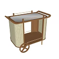 Wooden Serving Cart With Wicker Sides Transparent Top And Storage Shelf