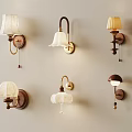 Vintage Style Wall Lamps With Various Designs Fabric Shades And Metal Brackets