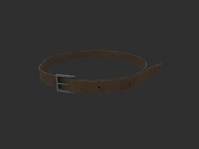 Brown Leather Belt With Metal Buckle For Men's Casual Clothing Outfit 3d model