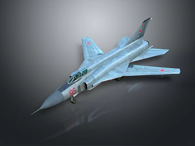 Silver Gray Military Fighter Jet With Number 08 And Red Markings On 3d model