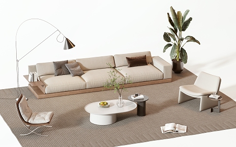 Sofa coffee table group 3d model