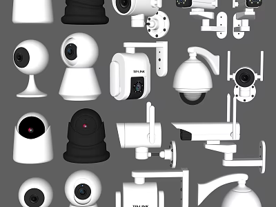 Different Types of White Black Dome Bullet Surveillance Cameras for Indoor Outdoor Use 3d model