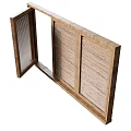Wooden Casement Window With Open Louvered Grille Design And Natural Frame Structure
