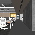 Spacious Modern Public Office Space Featuring White Chairs Desks Yellow COPY Wall And Lockers