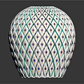 Round Decorative Light With Intricate Geometric Diamond Grid Design And White Green Purple Blue Accents