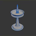 Metallic Decorative Stand With Two Tiered Trays And Conical Top In Modern Design