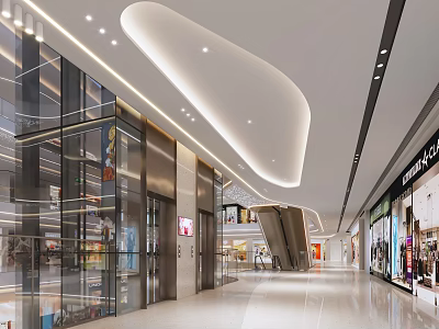 Shopping mall elevator hall aisle 3d model